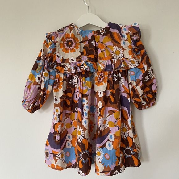 Next Floral Retro Collared 60s 70s Vintage Style Dress 12-18 New With Tags - Picture 5 of 9